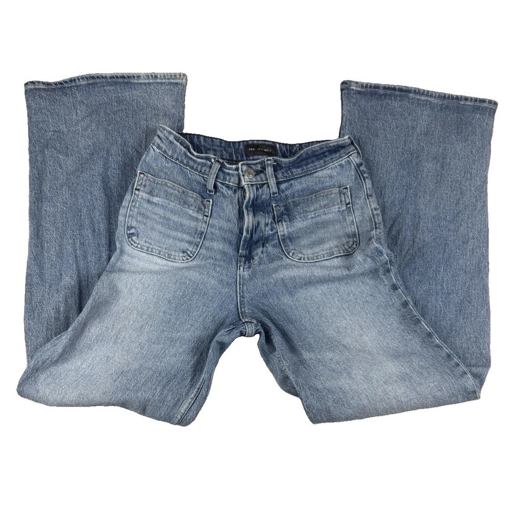 Free Assembly Womens Jeans Size 2 High Rise Wide Leg Flare Blue Denim 31 Inseam